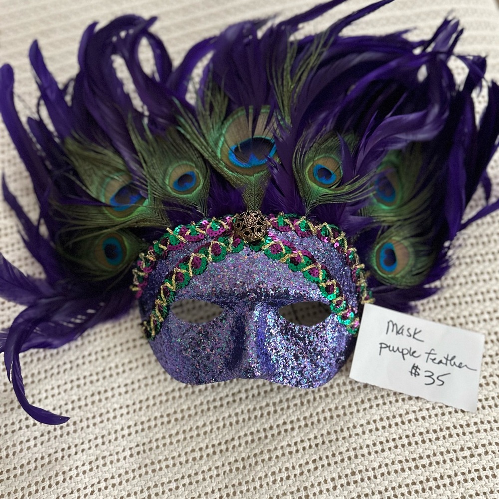 Purple Feathered Masquerade Mask